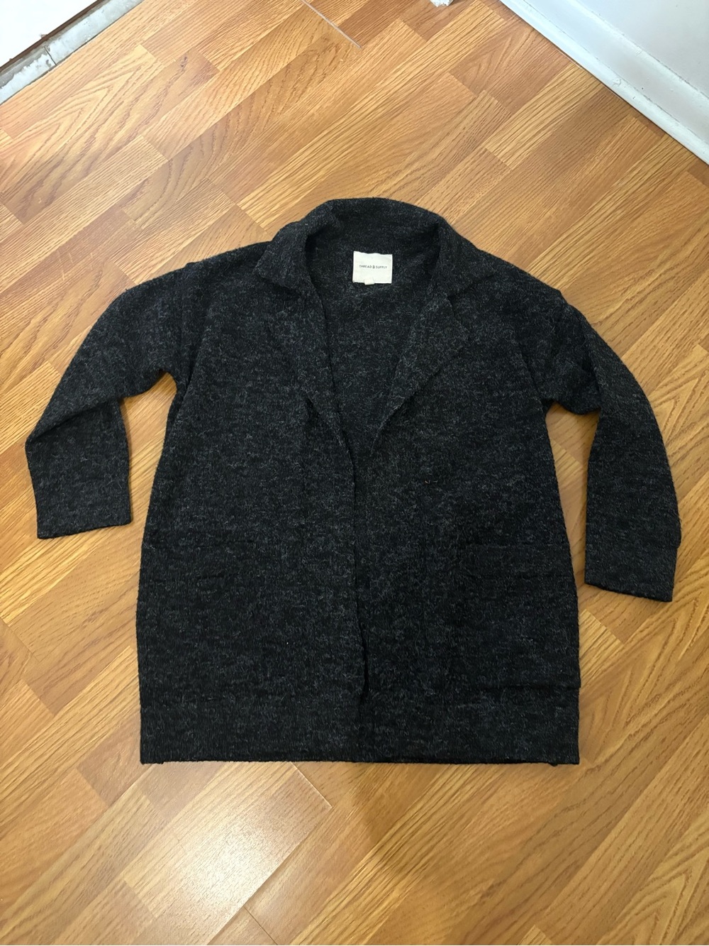Thread & Supply Black Heather Open Cardigan